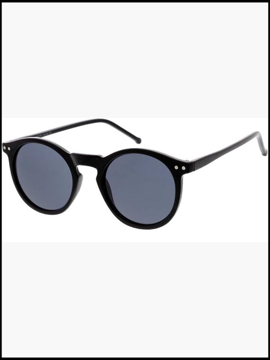 Vintage Retro Horn Rimmed Round Sunglasses with Keyhole Bridge